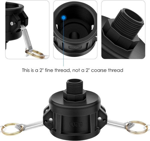 IBC Tank Adapter Garden Water Tote Hose Connector | 2" Female Threads X 3/4"