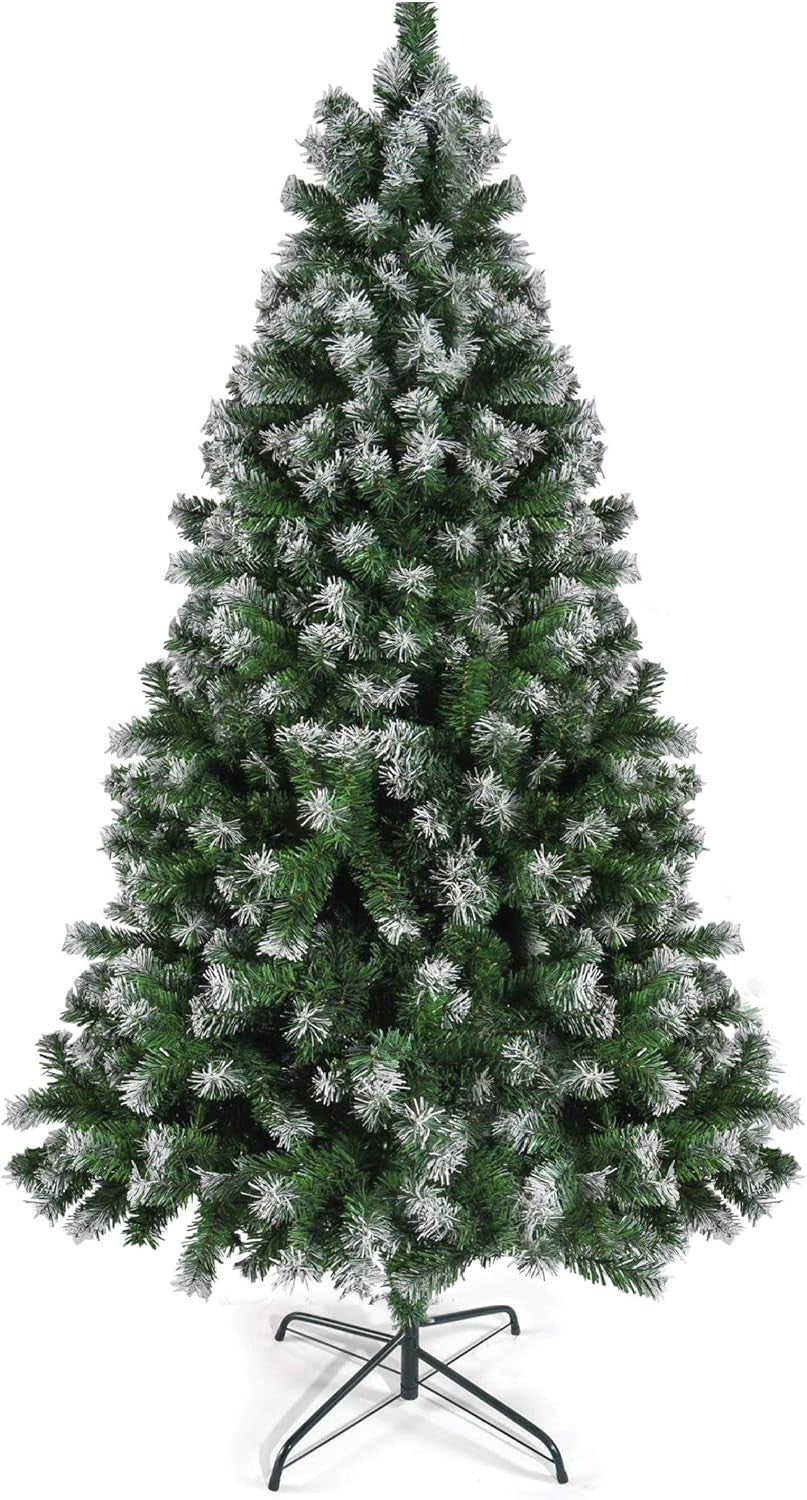 Pop Up Christmas Tree - 1.8M 6FT Artificial Fir | Metal Stand | Green w/Snow Tip