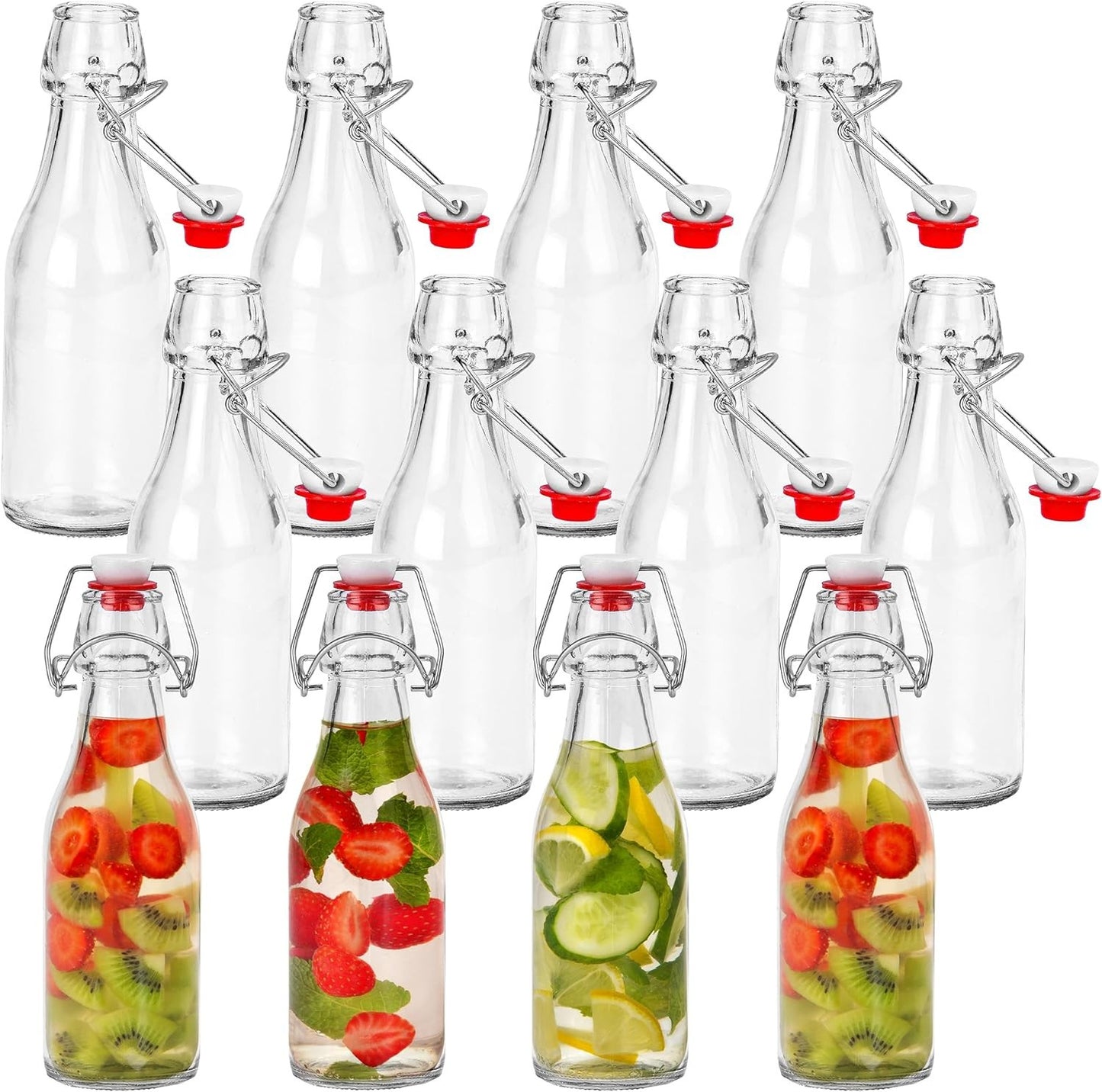 12 Pack 250ml Glass Swing Clip Top Airtight Bottles - 250ml/8.5oz Bottle Set