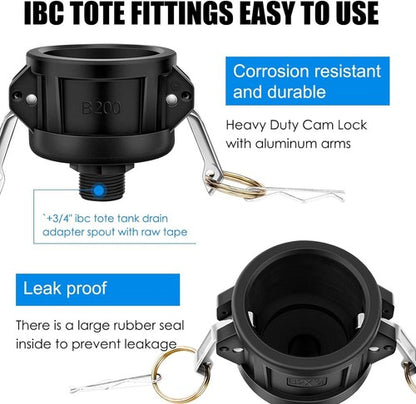 IBC Tank Adapter Garden Water Tote Hose Connector | 2" Female Threads X 3/4"