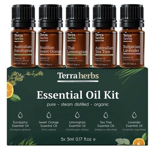 Terra Herbs Essential Oils for Diffusers Home 5 PCS Pure | Natural Aromatherapy