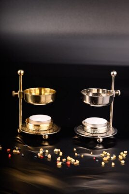 Incense Herbs Burner Stand Brass Handmade | Height-Adjust Sieve Tealight