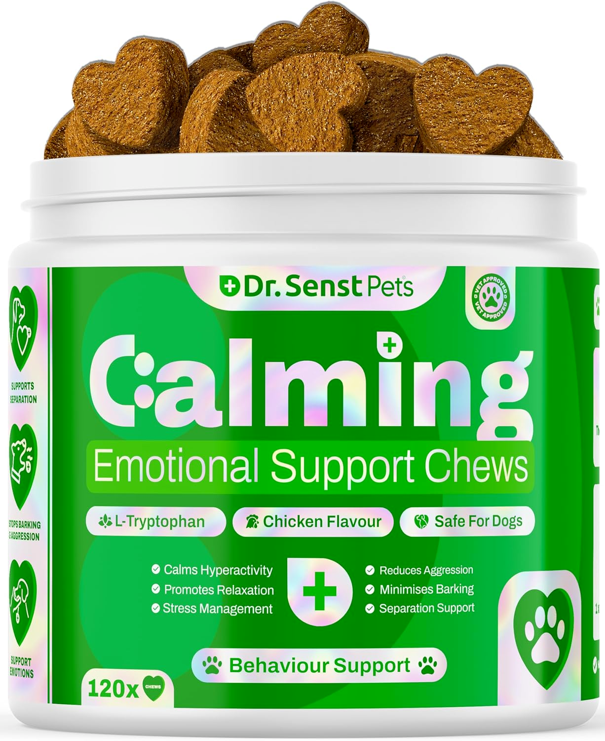Dr. Senst Calming Dog Treats | Vet Approved Anxiety Relief | 120 Hemp Chews