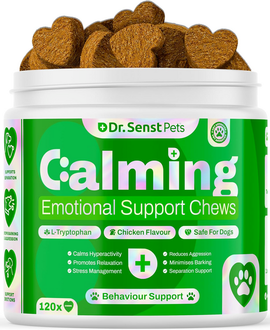 Dr. Senst Calming Dog Treats | Vet Approved Anxiety Relief | 120 Hemp Chews