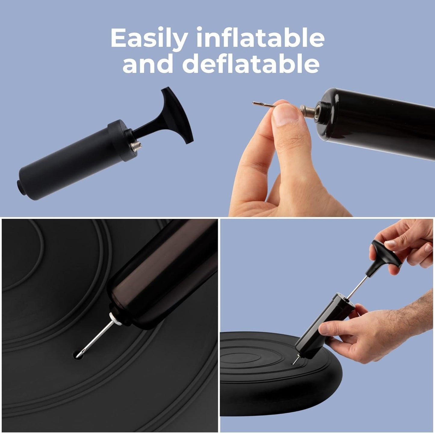 Wobble Cushion  Core Balance Trainer | FREE Pump | Posture & Fitness BLACK