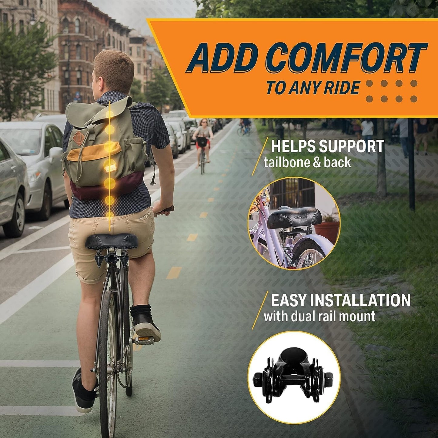 Bike Wide Big Bum Soft Comfort Saddle Bicycle Seat  Oversize Cushion Pad