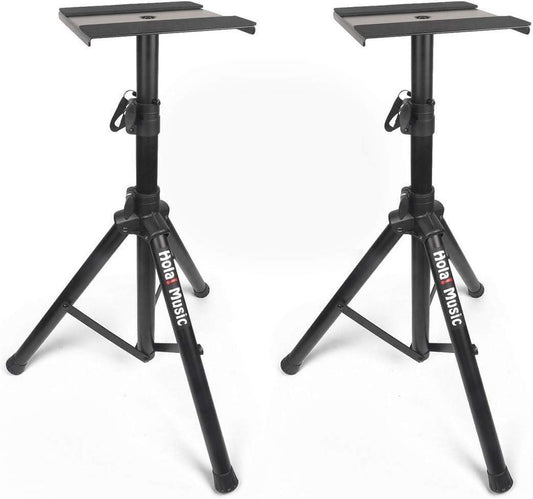 Hola! Music Speaker Stand Floor Pair - 2 Studio Tripod Monitor Stands 1.25-1.8m