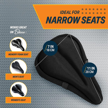 Bike Seat Cover Spin Cushioned Gel Padded Bicycle Exercise Comfy Saddle | Black