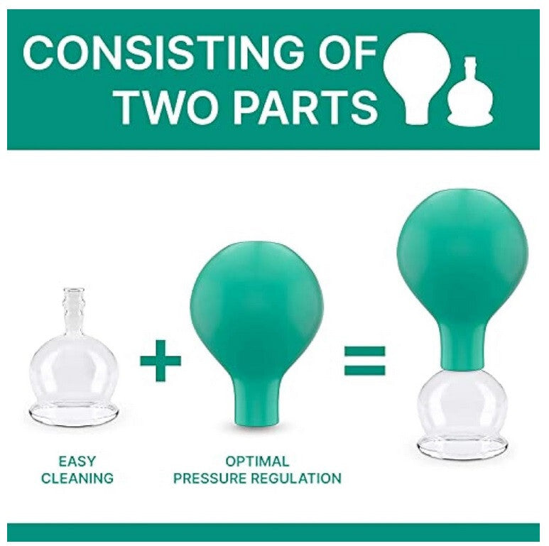 PURAVA Cupping Therapy Set with Suction Ball, Glass Cupping Set for Neck & Back.