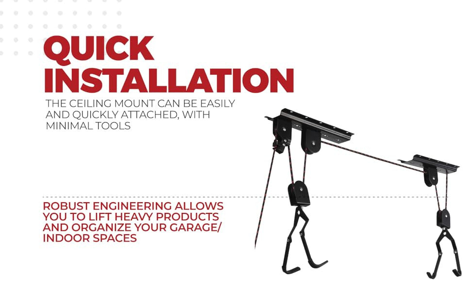 Bike Rack Garage Bicycle Lift Storage Ceiling Mount Rack Hanging Hoist Hanger