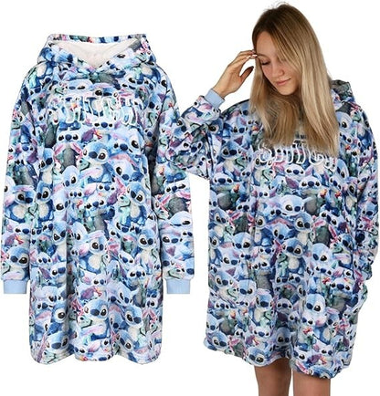 Disney Lilo & Stitch Women's Ladies Hoodie Hooded Blanket M/L Primark Snuddie
