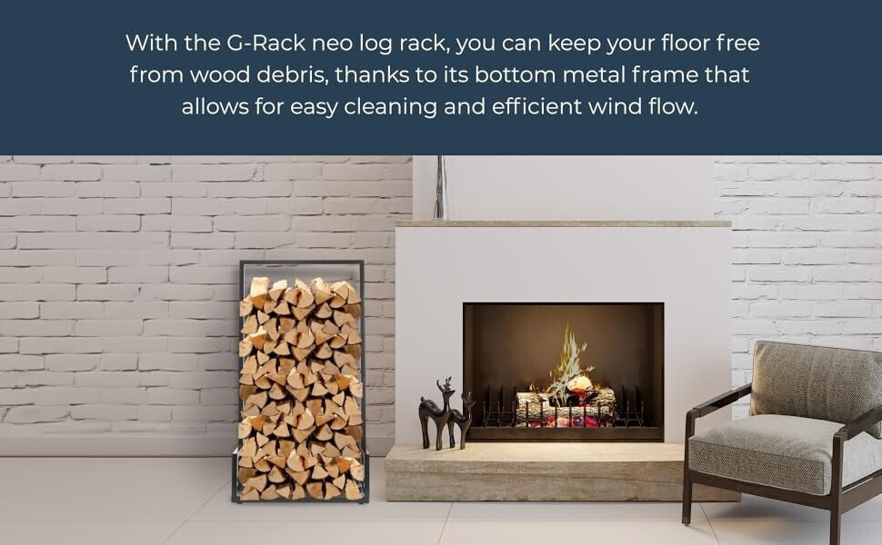 Firewood Log Store Holder Storage Rack Metal Shelf Stand Steel 95x50x35cm