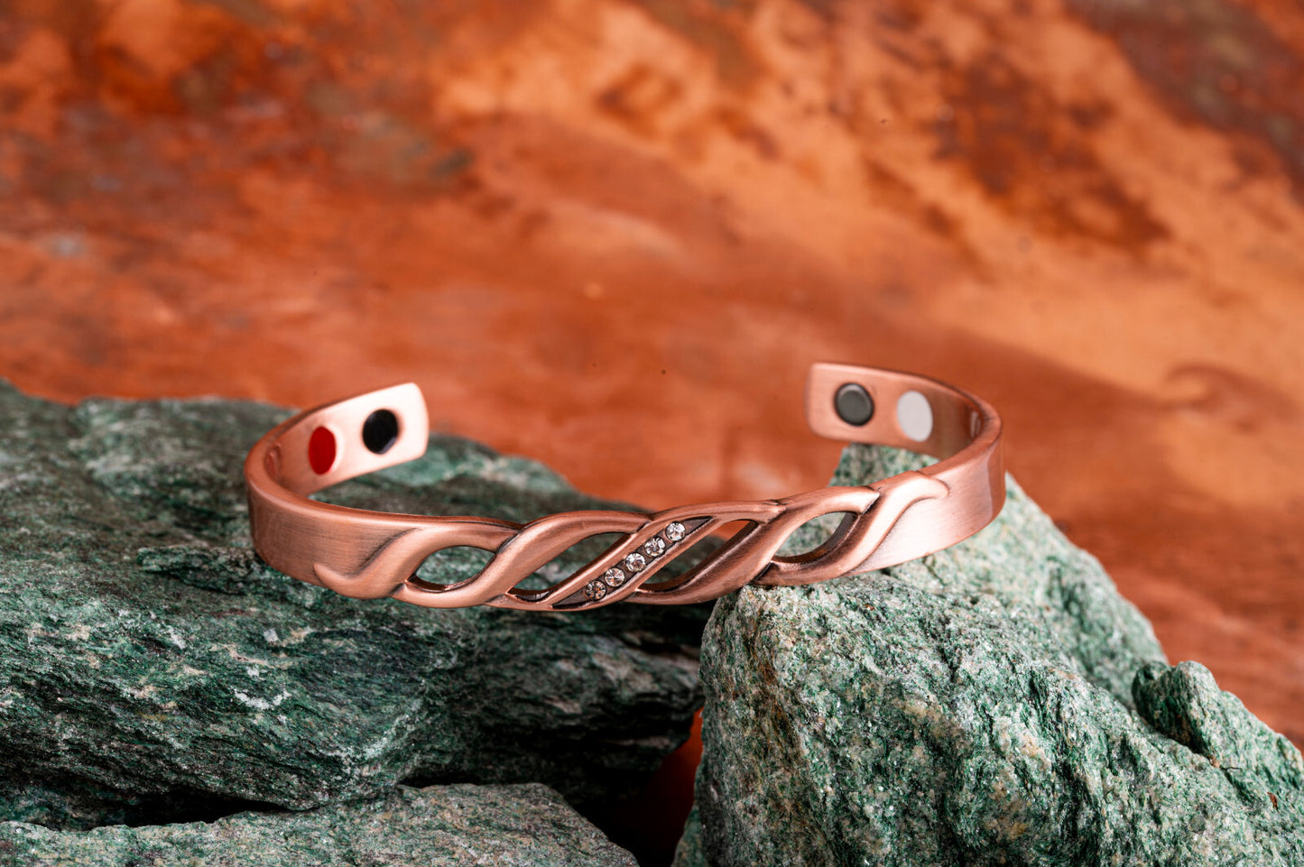 4 in 1 Magnetic Solid Copper Womens Bracelet w/Stone / Magic Arthritis Healing