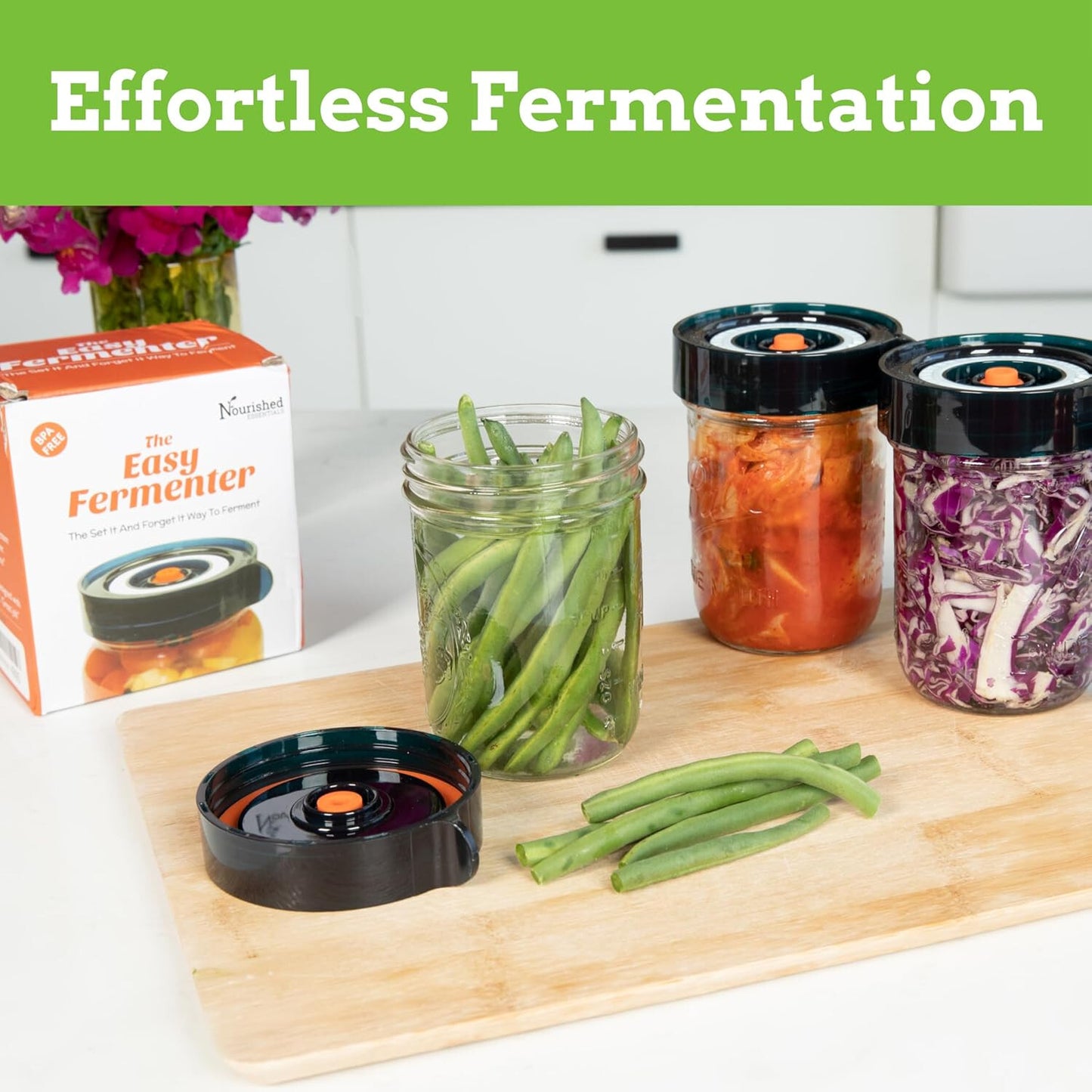 Easy Fermenter Fermentation Kit - Wide Mouth Lid 3-Pack | Nourished Essentials