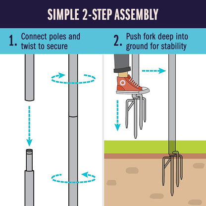 Outdoor Metal Poles w/ Hooks for Hanging String Lights | Garden Patio 8ft 2Pack