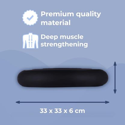 Wobble Cushion  Core Balance Trainer | FREE Pump | Posture & Fitness BLACK