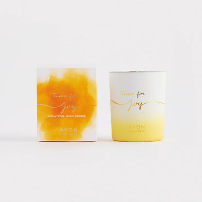 Avon My Retreat Time For Joy Candle Eucalyptus Lemon Ginger.