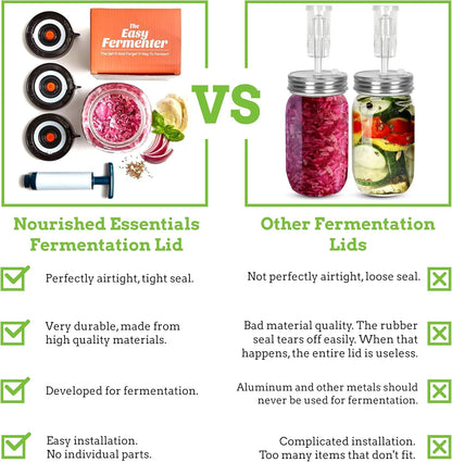 Easy Fermenter Fermentation Kit - Wide Mouth Lid 3-Pack | Nourished Essentials