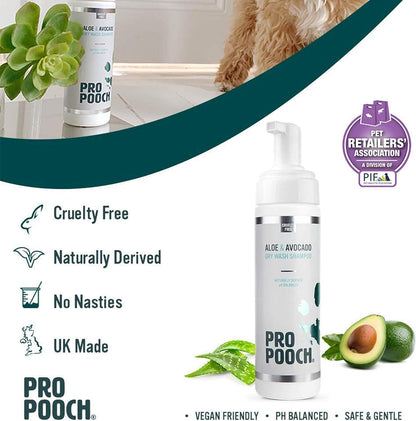 Pro Pooch Dry Wash Shampoo For Dogs (200 ml) Quick Drying | Aloe & Avocado