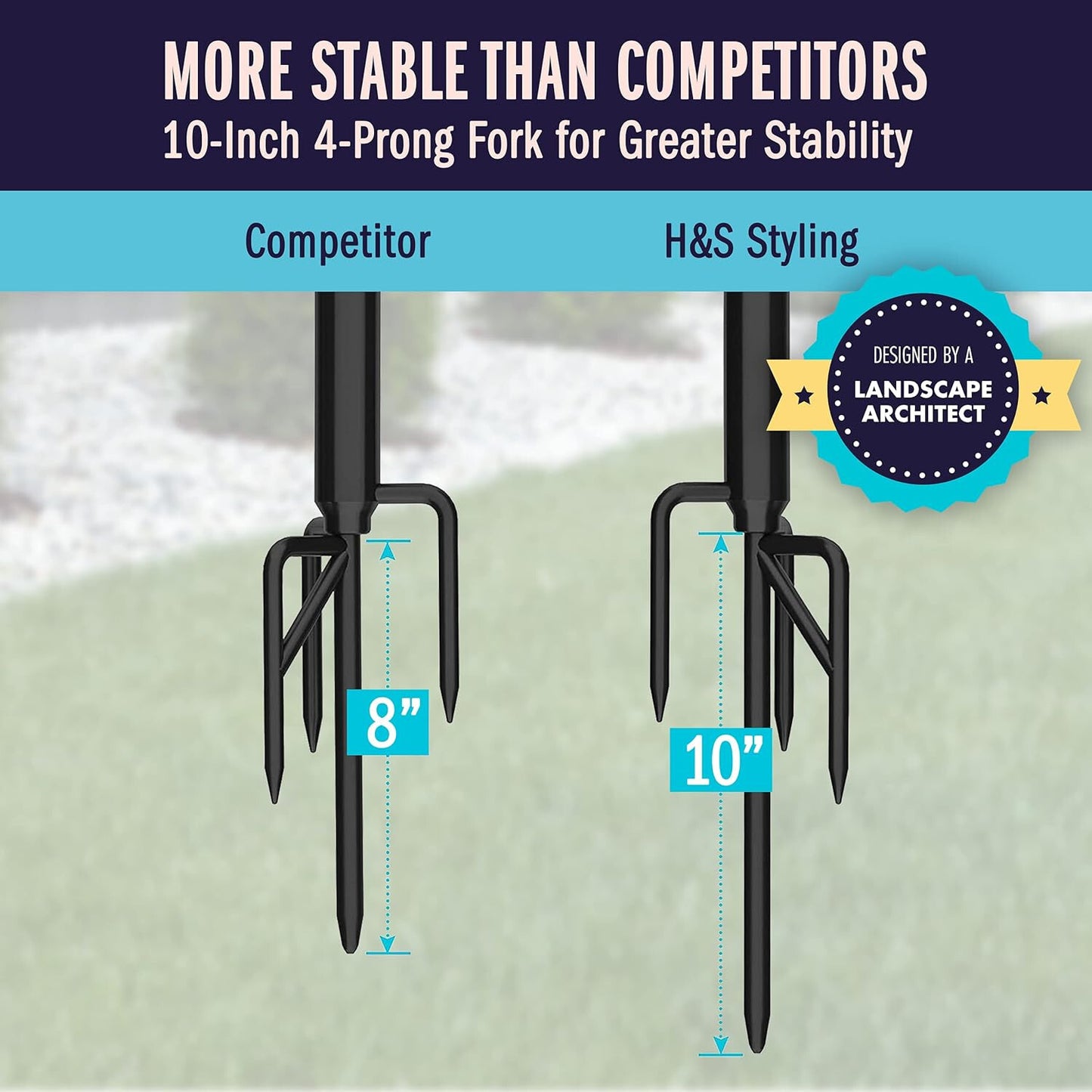 Outdoor Metal Poles w/ Hooks for Hanging String Lights | Garden Patio 8ft 2Pack