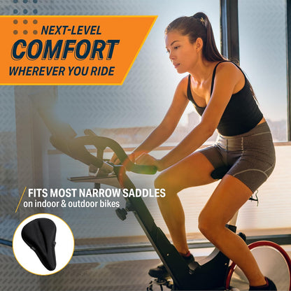 Bike Seat Cover Spin Cushioned Gel Padded Bicycle Exercise Comfy Saddle | Black