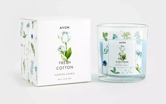 Avon Fresh Cotton Scented Candle | Upto 25 Hours Burn Time BNIB