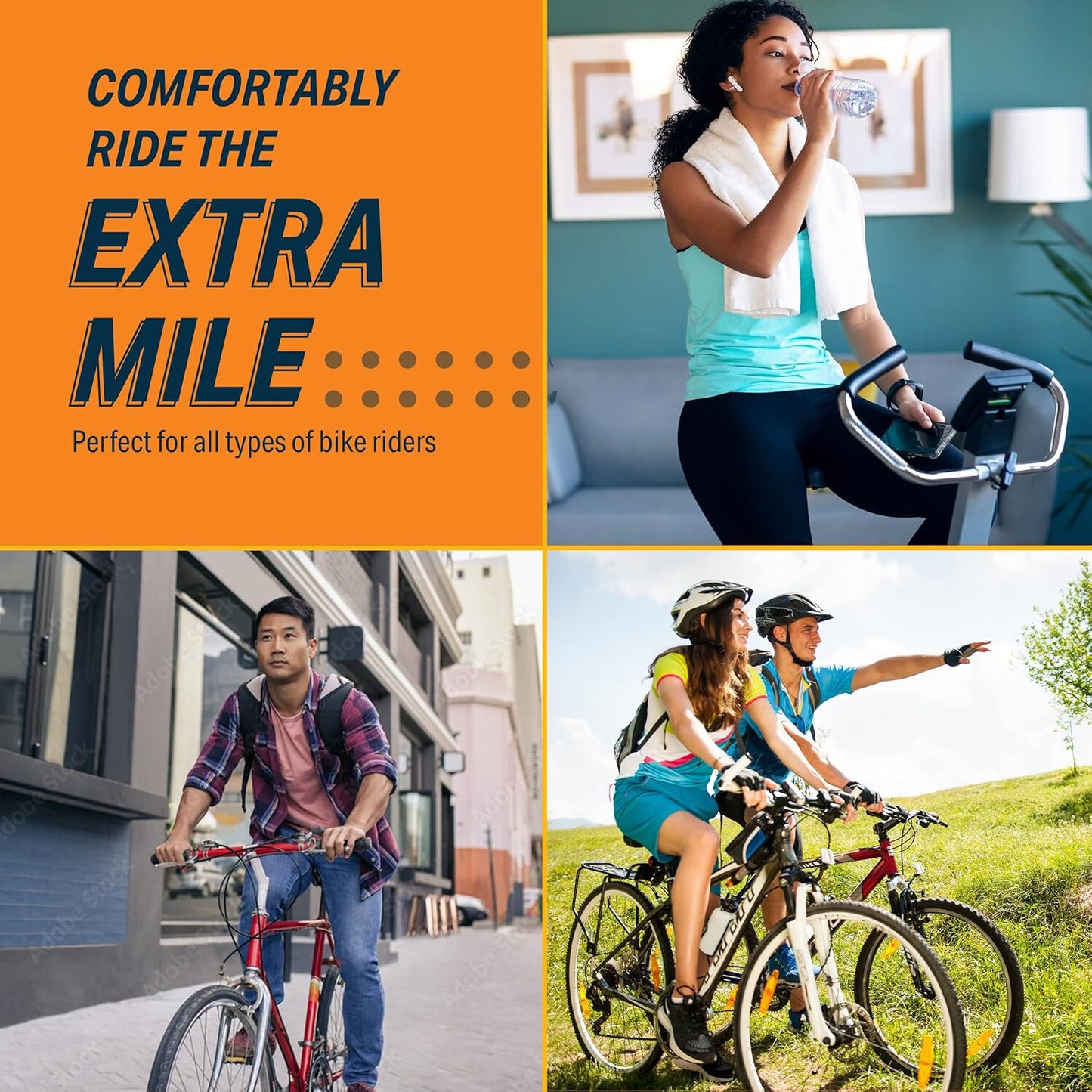 Bike Seat Cover Spin Cushioned Gel Padded Bicycle Exercise Comfy Saddle | Black