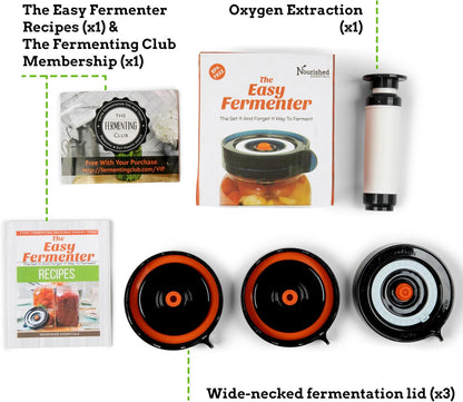 Easy Fermenter Fermentation Kit - Wide Mouth Lid 3-Pack | Nourished Essentials