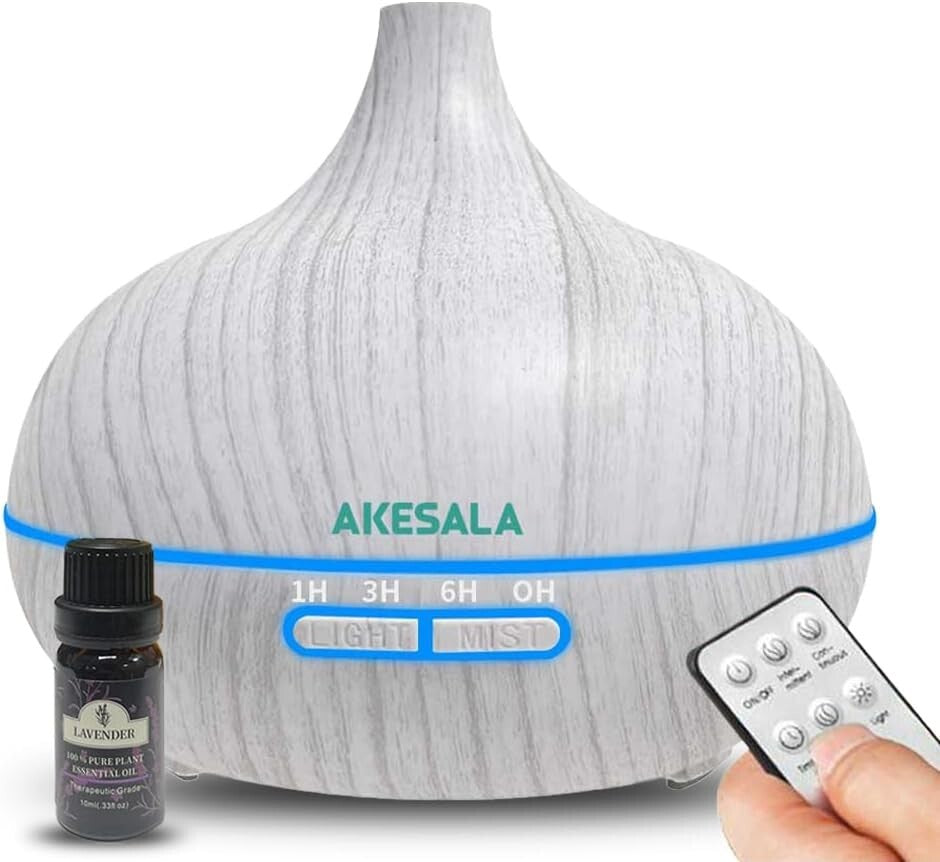 AKESALA 500ml Essential Oil Diffuser (White Wood Grain)
