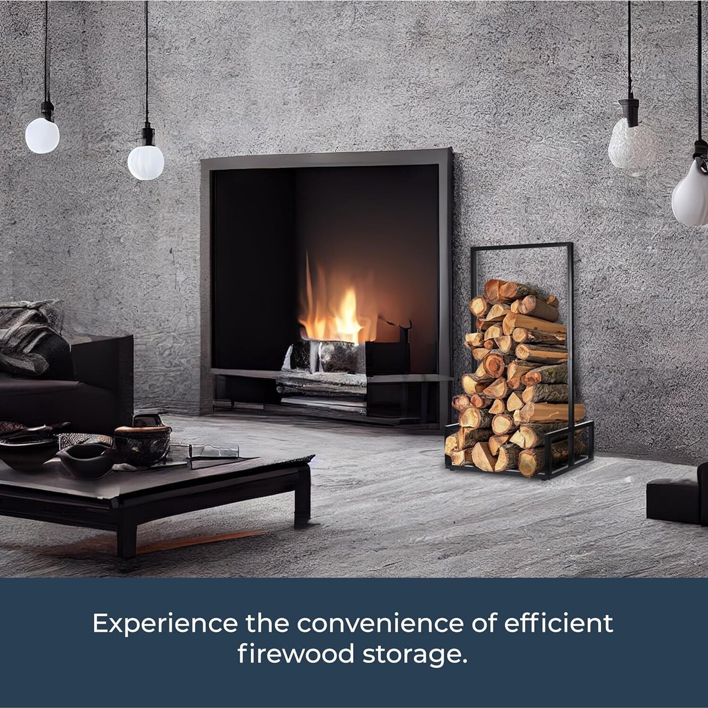 Firewood Log Store Holder Storage Rack Metal Shelf Stand Steel 95x50x35cm