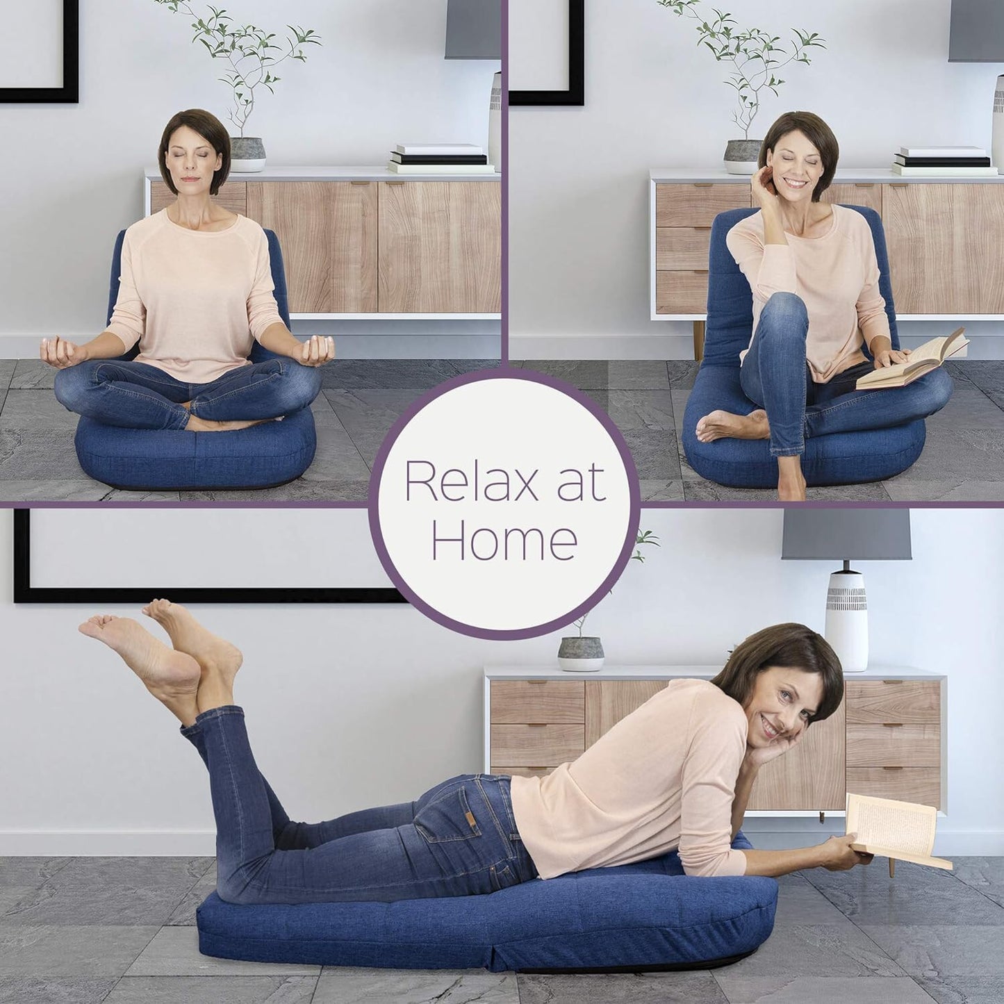 Easy Lounge Floor Chair | Adjustable Padded Sofa Back | Meditation Gaming Seat