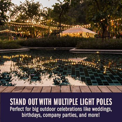 4 Pack String Light Poles, 8 Ft Metal Poles w/ Fork Outdoor Garden Patio 4Pack