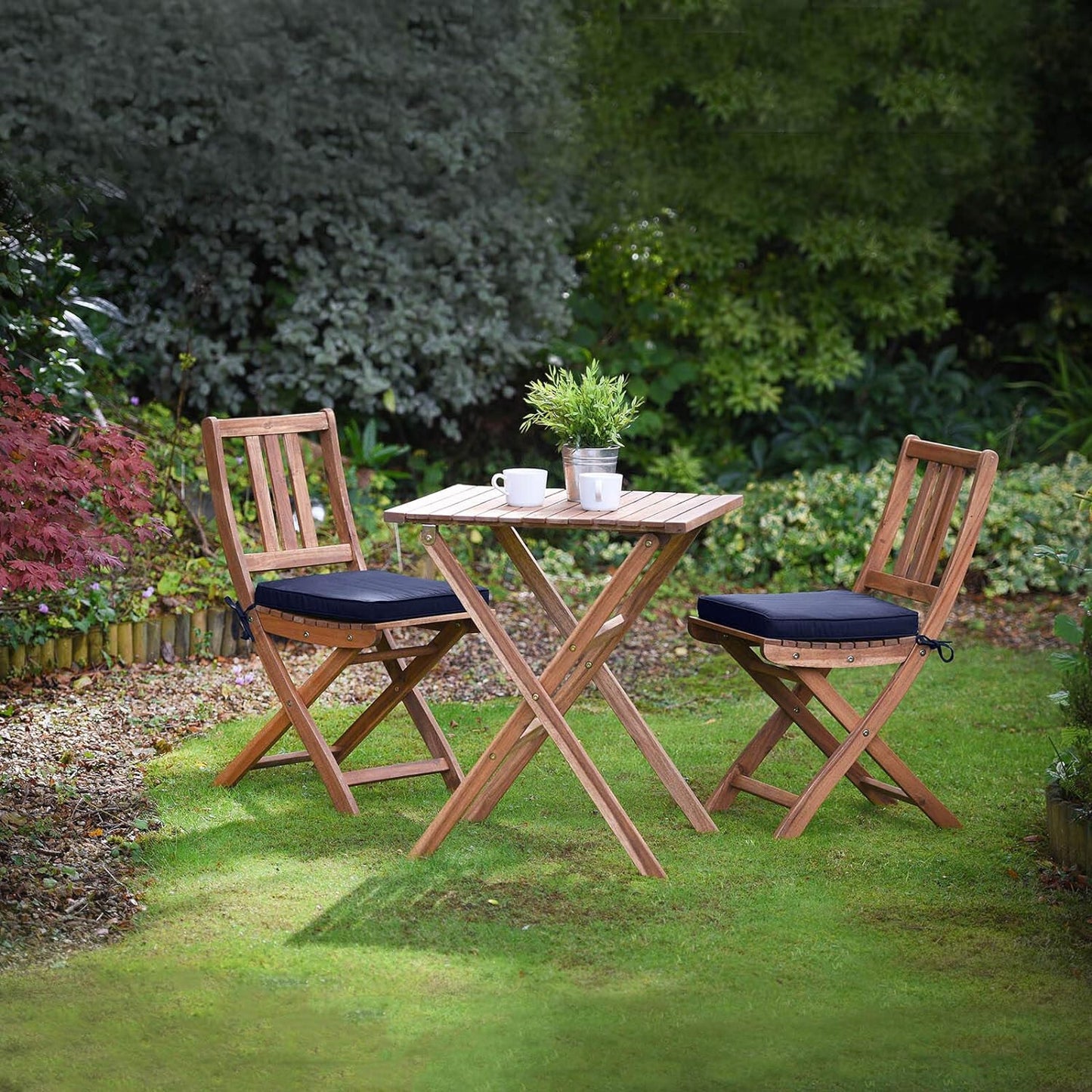 Plant Theatre Luxury Bistro Seat Cushions | Set of 2 Cool Navy | Garden Comfort