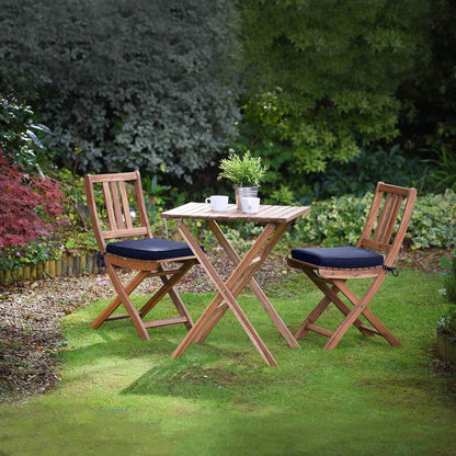 Plant Theatre Luxury Bistro Seat Cushions | Set of 2 Cool Navy | Garden Comfort