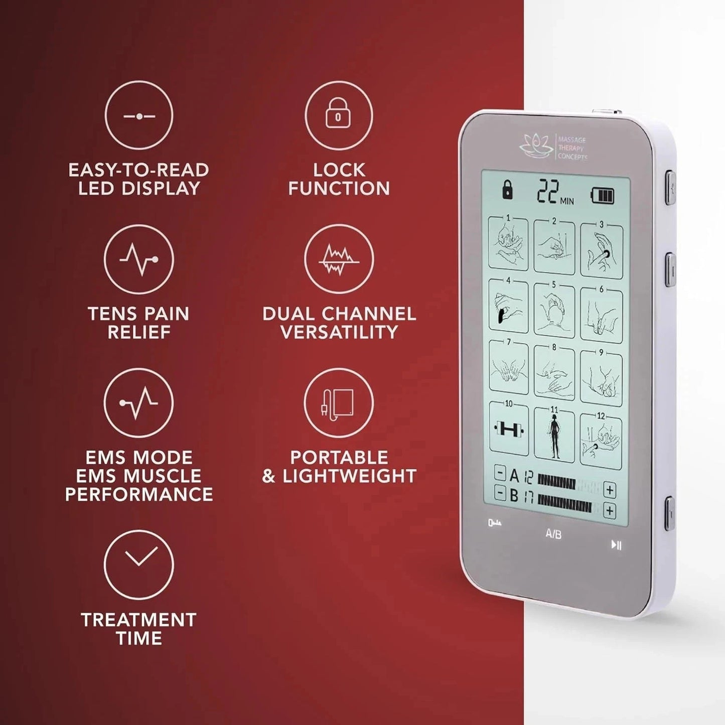 Verve Deluxe Dual Channel TENS & EMS Muscle Therapy Device