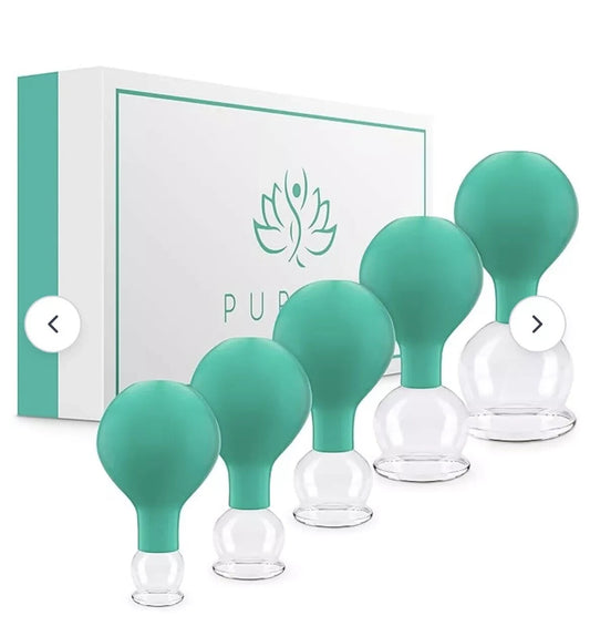PURAVA Cupping Therapy Set with Suction Ball, Glass Cupping Set for Neck & Back.