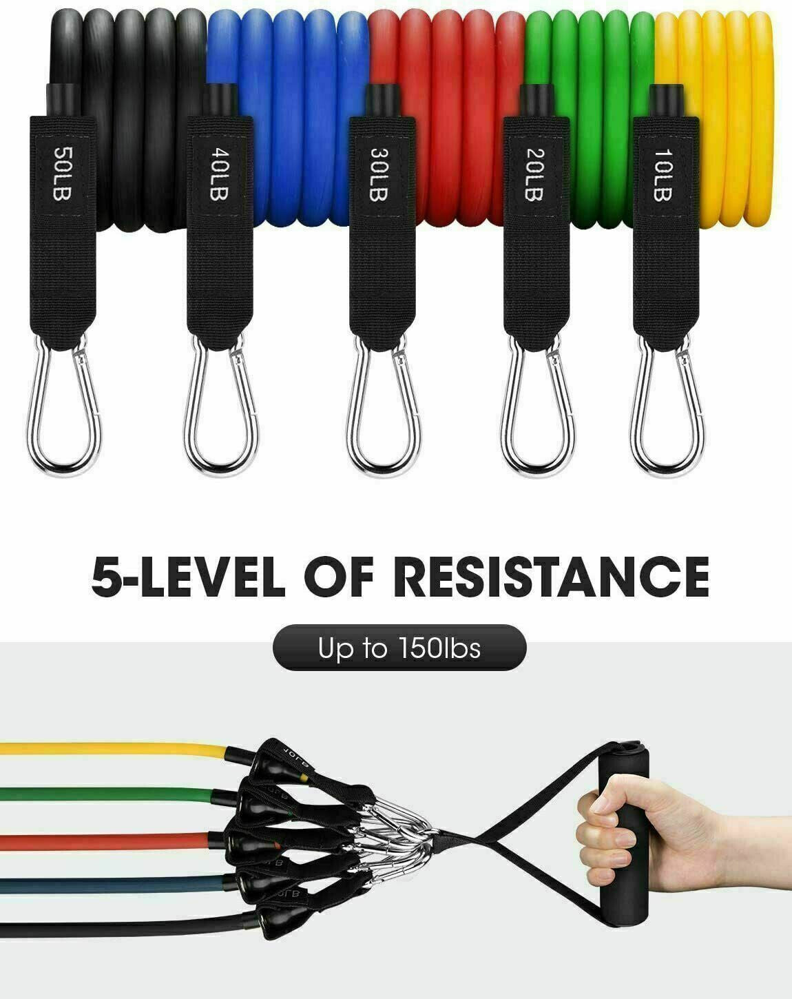 Resistance Bands Workout Set Exercise CrossFit Fitness Yoga Training Tubes 11PCS