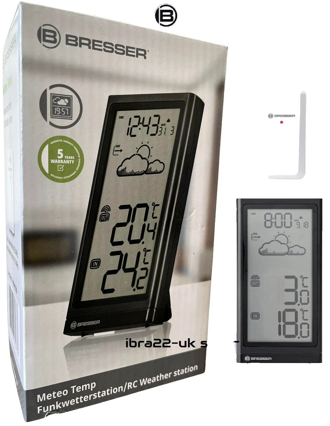 Bresser Weather Station time, date via DCF radio signal in 12 or 24 hour format