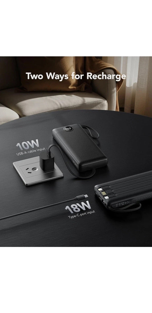 Vrurc 20000mAh Power Bank T2047Q Built-in 4-in-1 Cables