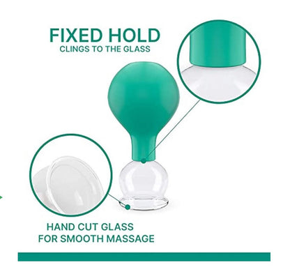 PURAVA Cupping Therapy Set with Suction Ball, Glass Cupping Set for Neck & Back.