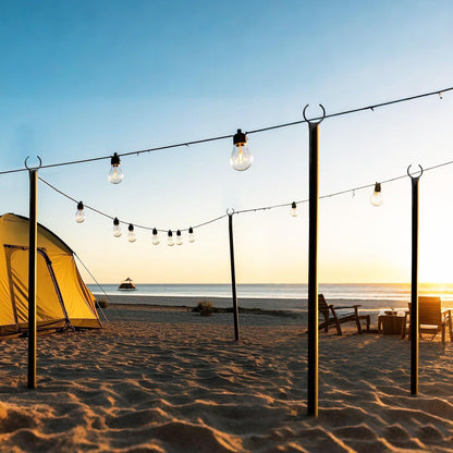 4 Pack String Light Poles, 8 Ft Metal Poles w/ Fork Outdoor Garden Patio 4Pack