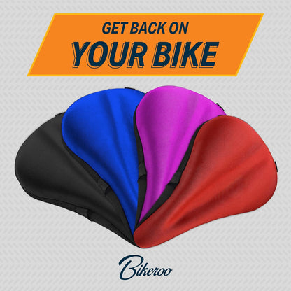 Bike Seat Cover Spin Cushioned Gel Padded Bicycle Exercise Comfy Saddle | Black