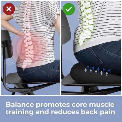 Wobble Cushion  Core Balance Trainer | FREE Pump | Posture & Fitness BLACK