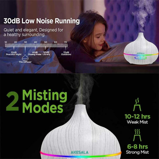 AKESALA 500ml Essential Oil Diffuser (White Wood Grain)