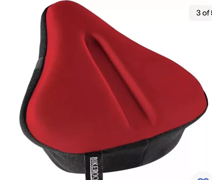 Bike Seat Cover Spin Cushioned Gel Padded Bicycle Exercise Comfy Saddle | Red