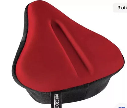Bike Seat Cover Spin Cushioned Gel Padded Bicycle Exercise Comfy Saddle | Red