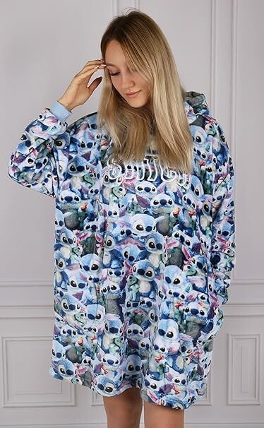 Disney Lilo & Stitch Women's Ladies Hoodie Hooded Blanket M/L Primark Snuddie