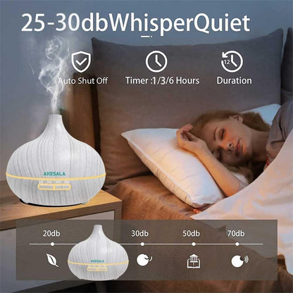 AKESALA 500ml Essential Oil Diffuser (White Wood Grain)