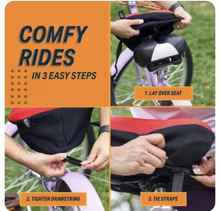 Bike Seat Cover Spin Cushioned Gel Padded Bicycle Exercise Comfy Saddle | Red