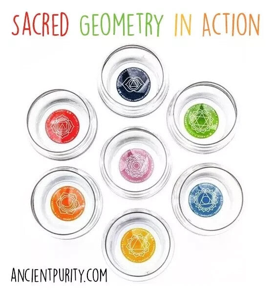 Chakra Healing Glasses | 7 Glass Box Set | Sacred Geometry | Nature's Design